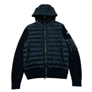 美品/現行/22AW//モンクレール◎MONCLER ハイブリッドダウン ダウンジャケット ニット切り替え ダブルジップ ブラック 黒 M 