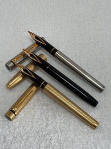 【125-7】1円〜 SHEAFFER シェーファー 万年筆×3本 ペン先 14K 585 AUST ゴールド シルバー ブラック メンズ 同梱不可