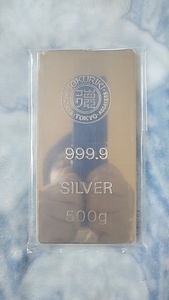 ①送料無料！！　９月購入分！　徳力　徳力本店　銀　銀地金　インゴット　５００g　シルバー　silver　純銀　999.9　田中　石福　銀貨