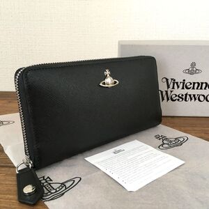 送料込み！ 未使用品 Vivienne Westwood ジップウォレット ブラック レザー オーブ 箱付き 241