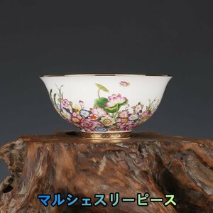 超美品! お椀 琺瑯彩 茶碗 花柄 浮き彫り 景徳鎮 磁器　置物 観賞 装飾 中国陶磁 中国美術 収蔵品　鑑賞　中国美術品Y38338