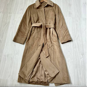 Max Mara マックスマーラ ロングコート 最高級白タグ キャメル 42 XL Aライン 美シルエット ベージュ ベルト カシミヤ カシミア