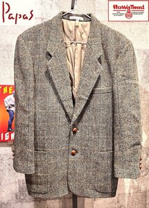 送料込 美品 Papas ハリスツイード ヘリンボーン ツイードジャケット S パパス HARRIS TWEED