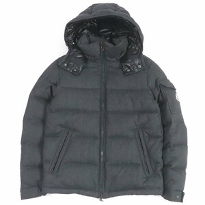 美品□MONCLER モンクレール MONTGENEVRE モンジュネーブル ウール ロゴワッペン WZIP フーデッド ダウンジャケット グレー 0 国内正規品