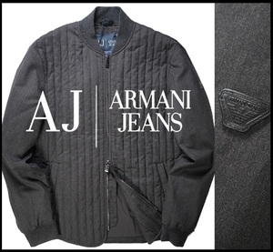 新品7万【アルマーニ ARMANI JEANS】高級感と清潔感を併せ持つ洒脱な佇まい/アイコンロゴ付/中綿ウールジャケット46/S-M相当/D191