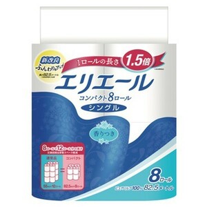 トイレットペーパー エリエール コンパクトシングル 香り付き シングル82.5m 8Rx8パック