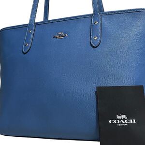 1円～【入手困難品】定価12万円 コーチ COACH トートバッグ ビジネスバッグ ブリーフケース A4 2way レザー メンズ レディース ブルー