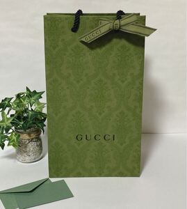 グッチ「GUCCI」ショッパー 2020限定 長財布箱サイズ (4536) 正規品 付属品 ショップ袋 ブランド紙袋 グリーン 折らずに配送 