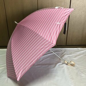 《新品》POLO RALPH LAUREN・ポロラルフローレン／ 晴雨兼用傘【ボーダー・ピンク】一級遮光・遮熱・UV加工（内側ピンク