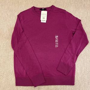 ユニクロ　エクストラファインメリノクルーネックセーター76purple ｌ　Lサイズ長袖 カットソー 