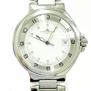 【1円スタート】【箱付き】Baume & Mercier ボーム＆メルシェ MV04F026 SS ホワイト文字盤 クオーツ メンズ腕時計 340226