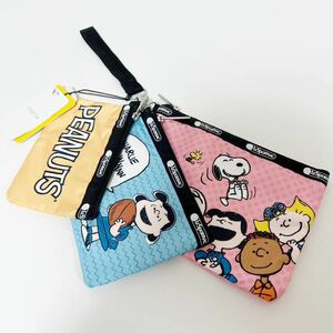 LeSportsac×PEANUTS レスポートサック ピーナッツギャング リストレット ポーチセット 未使用 3455 E930