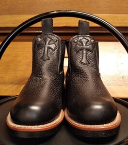 正規未使用 クロムハーツ×チペワ サイドゴア レザーブーツ クロスパッチ&クロスボール カスタム 9D/チェルシー Chrome Hearts CHIPPEWA