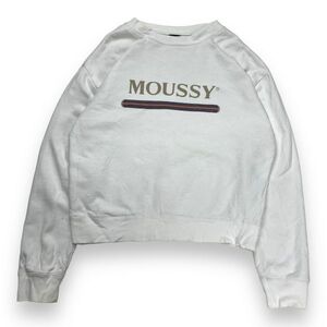 MOUSSY マウジー トレーナー スウェット パーカー カジュアル ストリート 短丈 プリント ホワイト レディースFb C52