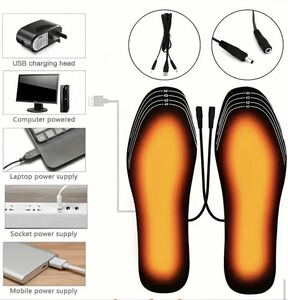 【新品】電熱インソール USB加熱式 冬用 防寒 水洗可能 電気で足元あったか 足速暖インソール 男女兼用