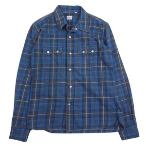 THE FLAT HEAD ザフラットヘッド 長袖 ウエスタン チェック ネル シャツ ネイビー系 38【中古】