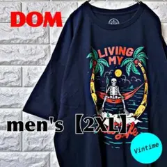 AJ36【DOM】プリントTシャツ【メンズ2XL】ネイビー