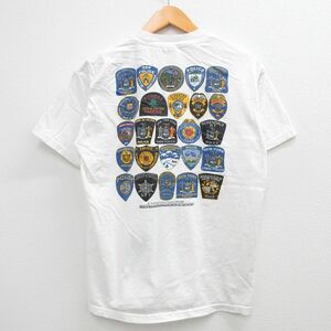 L/古着 半袖 ビンテージ Tシャツ メンズ 00s 警察 エンブレム コットン クルーネック 白 ホワイト 23aug23 中古