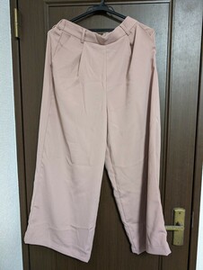 スラックス ワイド ボトムス パンツ　ピンクベージュ　Mサイズ　