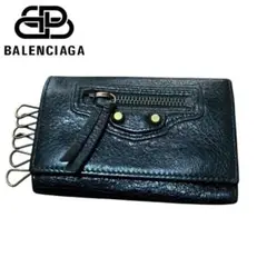 BALENCIAGA ブラック レザー キーケース