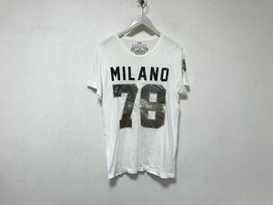 本物ディーゼルDIESELコットンプリント半袖TシャツメンズサーフアメカジミリタリービジネススーツM白ホワイトトルコ製