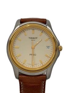 TISSOT◆クォーツ腕時計/アナログ/レザー/BRW/PR50