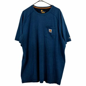 SALE/// Carhartt カーハート ポケット 半袖Ｔシャツ 大きいサイズ ワンポイント ブルー (メンズ 2XL) O2390