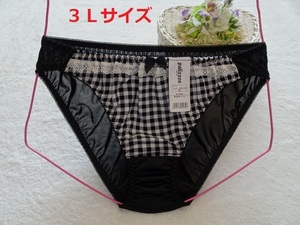 D490★値下げ【匿名発送】お洒落（*^_^*）♪ビキニショーツ(黒/チェック)3L 