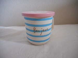 ☆フタ・コースター付きマグカップ☆ Bonjour. 自然分解される持ち手ありコップ BIODISH mug with lid／