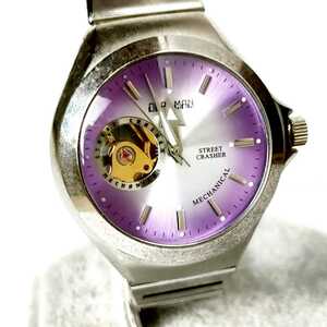 動作品 DEADMAN オープンハート 裏スケルトン 手巻き 機械式 メンズ腕時計 稼働品 p905
