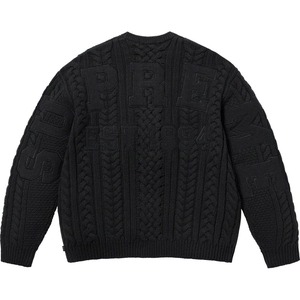 新品未開封品 SUPREME AppliquE Cable Knit Sweater Black 23FW 黒 アップリケ ケーブルニット セーター