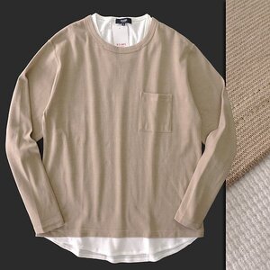 新品 ビームスハート Fレイヤード クルーネック 長袖 Tシャツ L ベージュ 【I41974】 BEAMS HEART メンズ ロングスリーブ カットソー