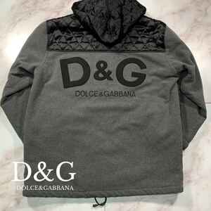 ビッグシルエット●D&G Dolce＆Gabbana ドルチェ＆ガッバーナ バックロゴ フリース 切替 キルティング ジャケット ブルゾン アウター 刺繍 