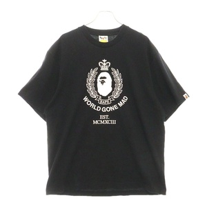 A BATHING APE アベイシングエイプ College Logo Rela Tee カレッジロゴ半袖Tシャツカットソー ブラック 0ZXTEM110339N