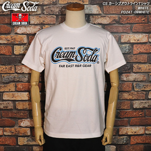 【M】CREAM SODA クリームソーダ 　カーシブ アウトラインTシャツ 　WHITE　 PD24T-09WHITE　原宿ピンクドラゴン　ブラックキャッツ　