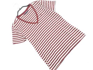 ネコポスOK TOMMY HILFIGER トミーヒルフィガー ボーダー Ｖネック Tシャツ sizeS/白ｘボルドー ■◆ ☆ egb1 メンズ