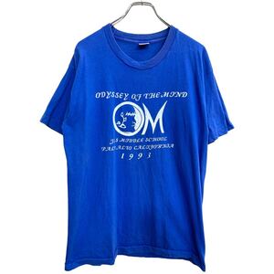 FRUIT OF THE LOOM 半袖 プリント Tシャツ L フルーツオブザルーム シングルステッチ 青 コットン USA製 古着卸 アメリカ仕入 t2409-3246