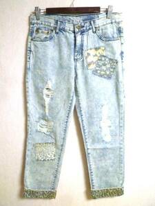 【1000円～】◇PLAY ME JEANS プレイミージーンズ リペア加工 デニムパンツ W25