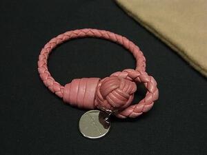 1円 BOTTEGA VENETA ボッテガヴェネタ イントレチャート レザー ブレスレット アクセサリー レディース ピンク系 FJ3568