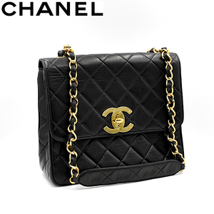 【A02567】CHANEL シャネル マトラッセ ラムスキン デカココマーク シングルフラップ チェーンショルダーバッグ ブラック