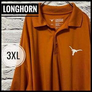 【 LONGHORN 】 メンズ 3XL ポロシャツ Tシャツ オレンジ ゴルフンズ ゆるだぼ オーバーサイズ USA ユニセックス XXL 2XL 3L