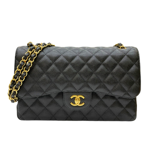 シャネル CHANEL マトラッセ30 チェーンショルダーバッグ A58600 22番台 ブラック ゴールド金具 キャビアスキン レディース 中古