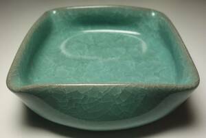 昭和バブル期　倣唐物哥窯（かよう）　上品　氷裂青磁　茶豆皿