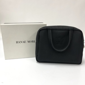 【222477】HANAE MORI ハナエモリ 森英恵 ポーチ ハンドバッグ ナイロンポーチ 黒 ブラック 蝶々 化粧ポーチ メイクポーチ コスメポーチ