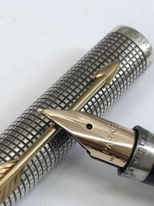 1円〜 現状品 PARKER パーカー 万年筆 STERLING SILVER スターリングシルバー ペン先 14K 585 14金 筆記用具 ※説明文内画像有ります。