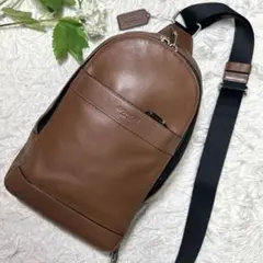 COACH コーチ　ブラウン　ボディーバッグ　レザー　シボ革　F54770