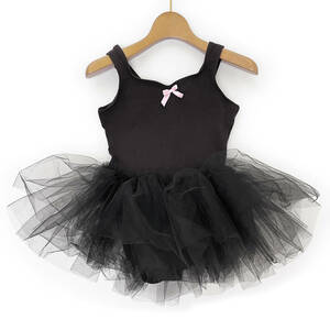 USA DANSKIN アメリカ ガールズ 女児 子供 女の子 M 8-10 ダンスキン黒 バレエ レオタード スカート