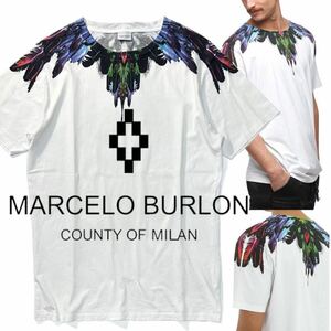 【MARCELO BURLON】ARICA T-Shirt 定価3.2万 マルセロバーロン マルセロブロン FEATHER TEE フェザーTシャツ クルーネック半袖Tシャツ