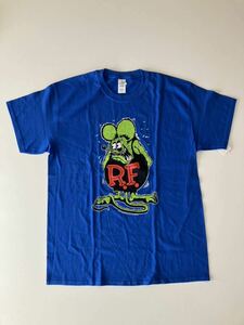 ☆RATFINK(ラットフィンク)半袖Ｔシャツ/ブルー/Ｌ/①