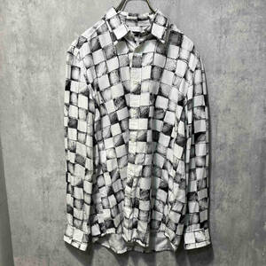 DIESEL sketch check shirt スケッチチェックシャツ 長袖シャツ サイズM ホワイト ディーゼル 店舗受取可